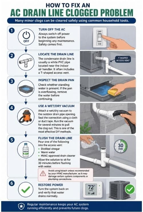 How to Fix an AC Drain Line Clogged Problem